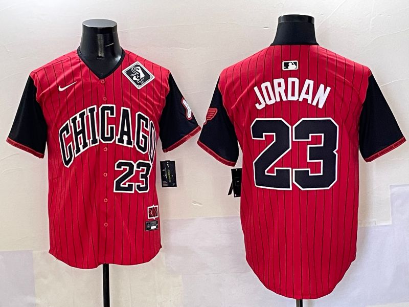 Men Chicago White Sox #23 Jordan Red Stripe Joint Name Nike 2025 MLB Jersey style 37